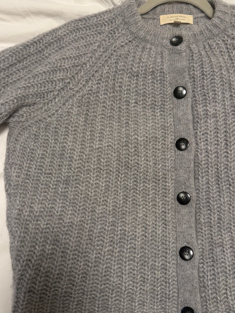 Sezane Emilie Cardigan Mottled Grey XXS Alpaca Wool - Picture 8 of 10